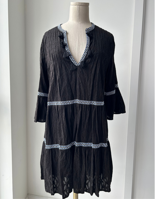Tommy Bahama Black Long Sleeve Tunic Dress - Medium