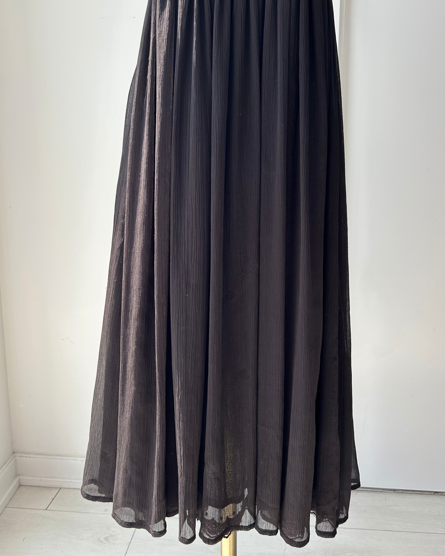 Old Label Zara Brown Pleated Midi Dress - Small