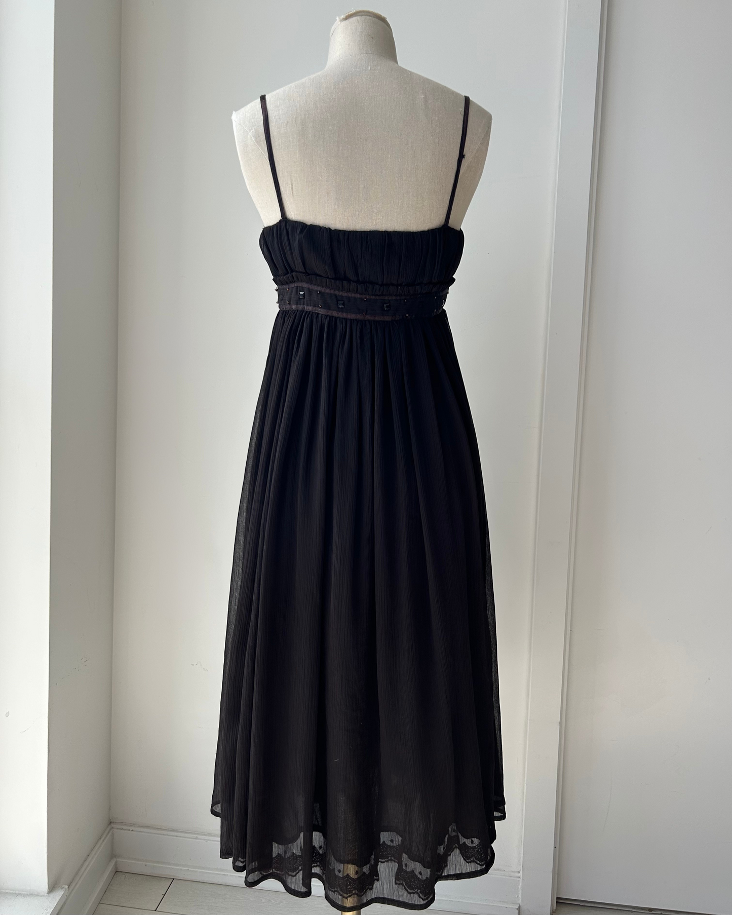 Old Label Zara Brown Pleated Midi Dress - Small
