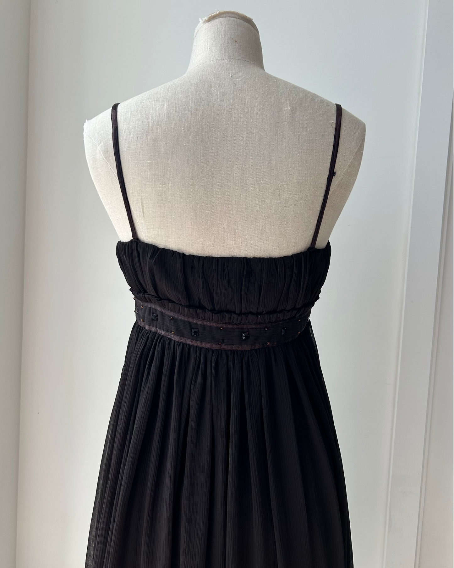 Old Label Zara Brown Pleated Midi Dress - Small