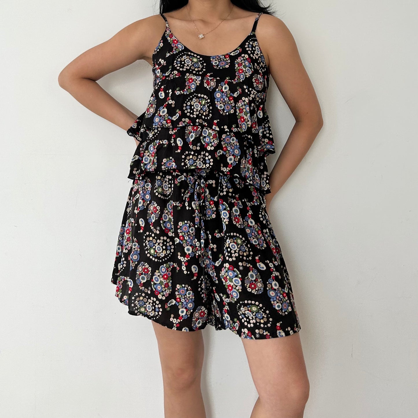 Japanese Designer As Know As Black Floral Romper - Small