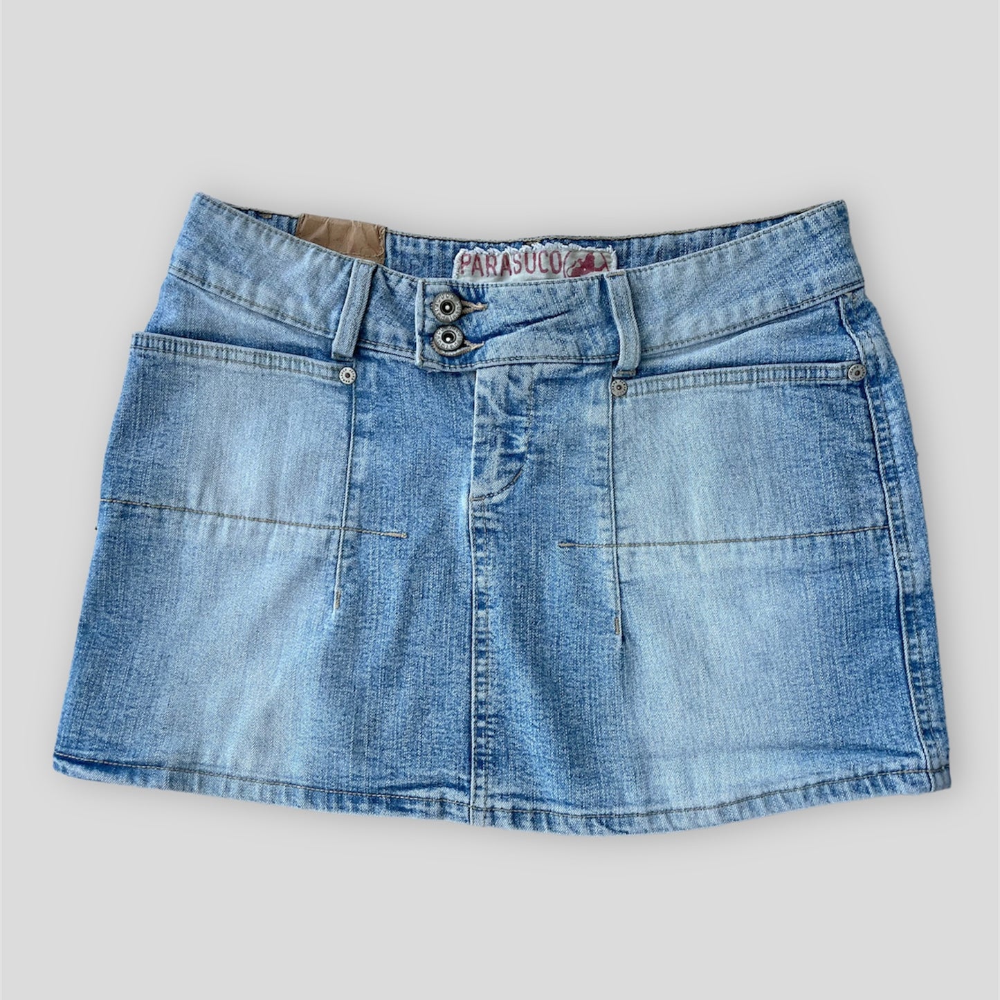 Parasuco Faded Light Wash Mini Denim Skirt - Medium/W30