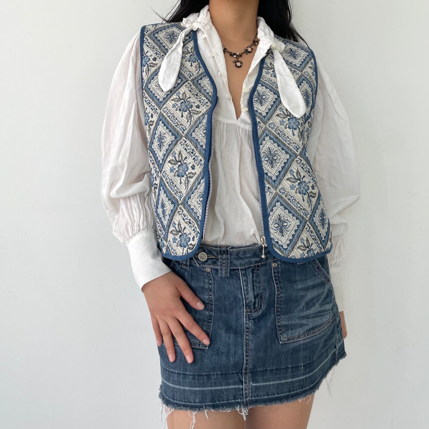 Vintage 1990s Deadstock Tantrum Blues Embroidered Gilet - Medium