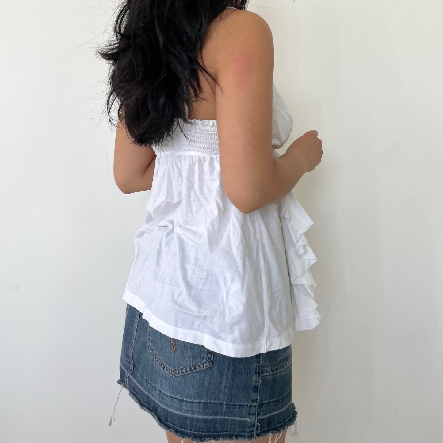 Old Label Hollister White Ruffle Tiered Baby Doll Cami Top - Small