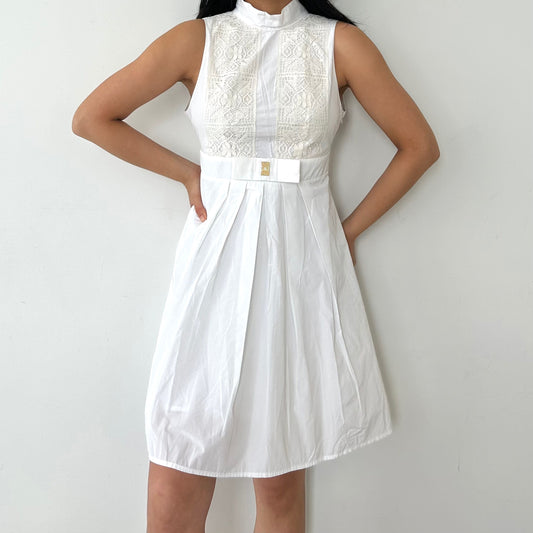 BNWT Celyn B. High Collar Sleeveless White Pleated Mini Dress - X-Small/Small