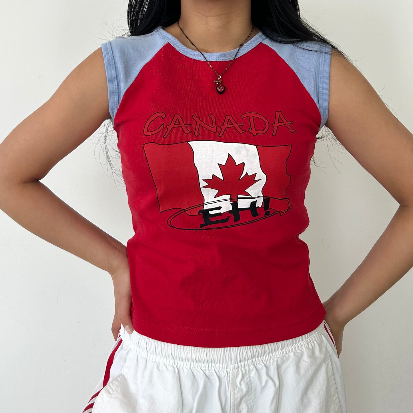 Canadian Flag Red Sporty Baby Tee - Medium