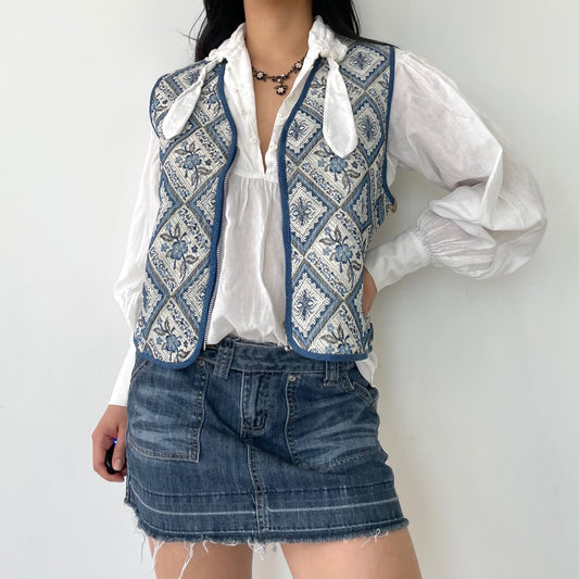 Vintage 1990s Deadstock Tantrum Blues Embroidered Gilet - Medium