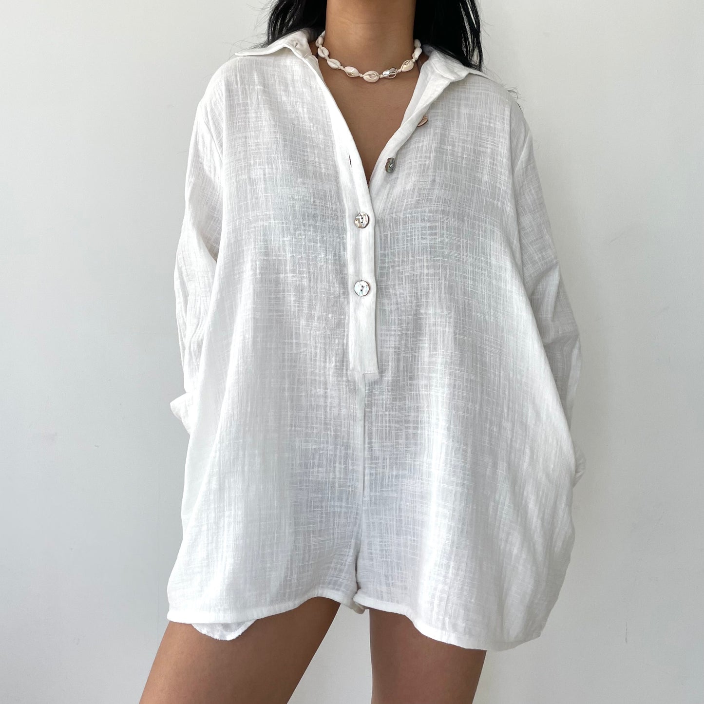 BNWT Maurie and Eve White Linen Long Sleeve Romper - AU 8/Medium