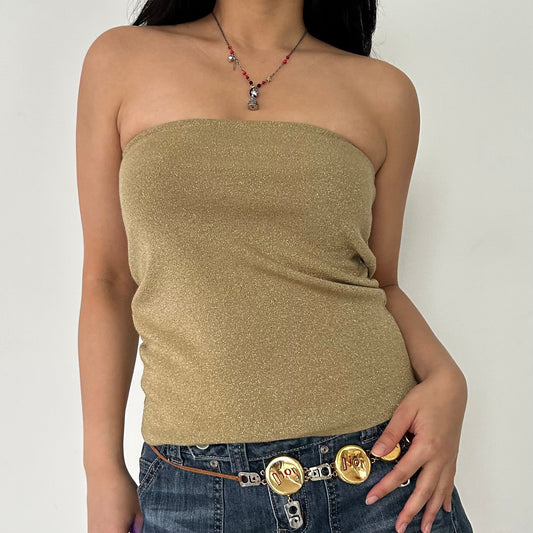 Made in Korea Spanish Harlem Gold Strapless Bandeau Top - Small