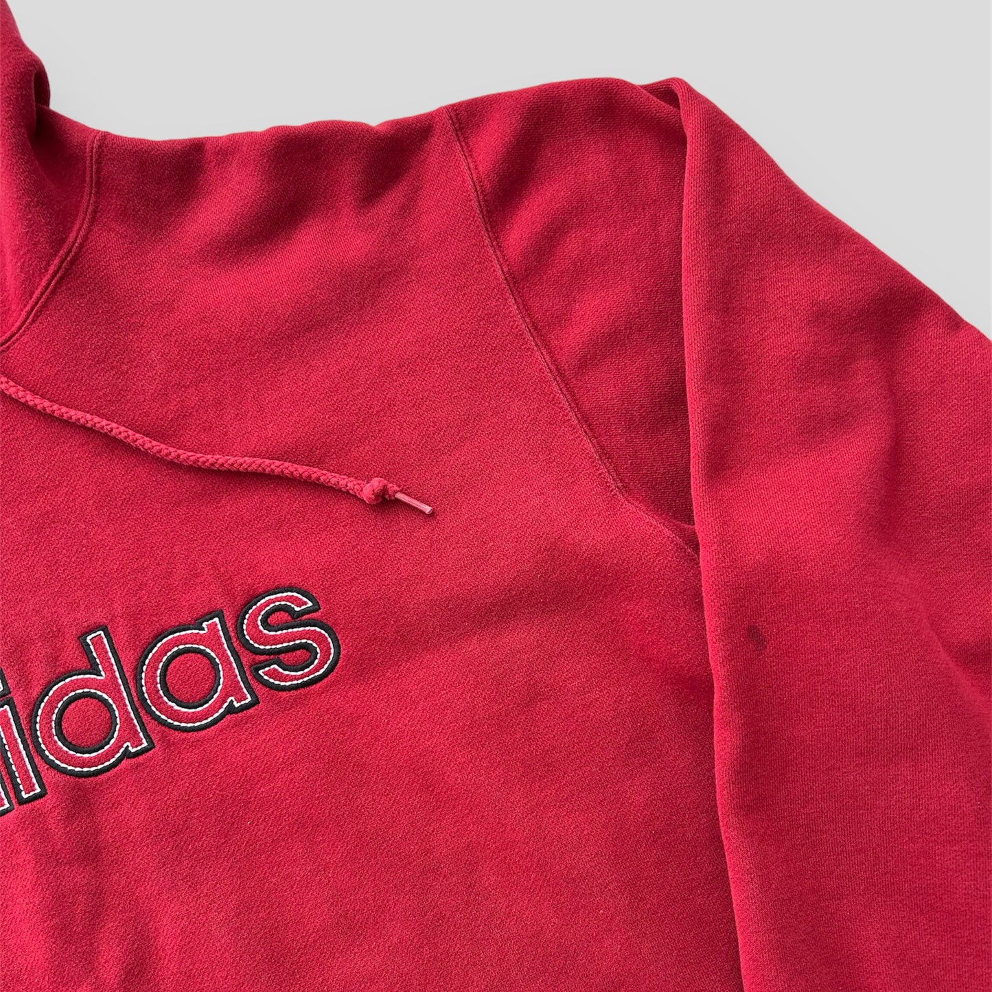 Vintage Made in Canada Adidas Red Spell Out Hoodie - Large