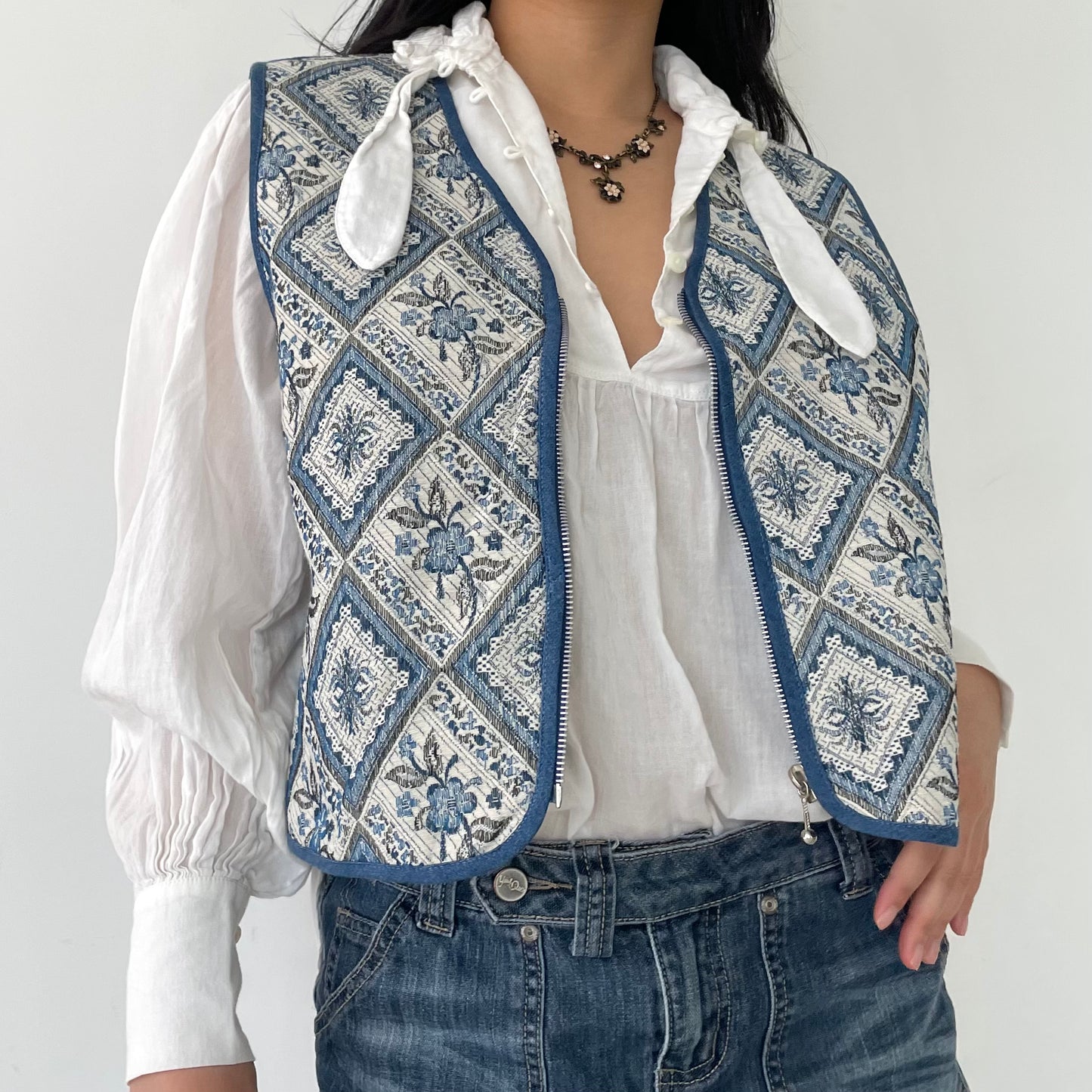 Vintage 1990s Deadstock Tantrum Blues Embroidered Gilet - Medium