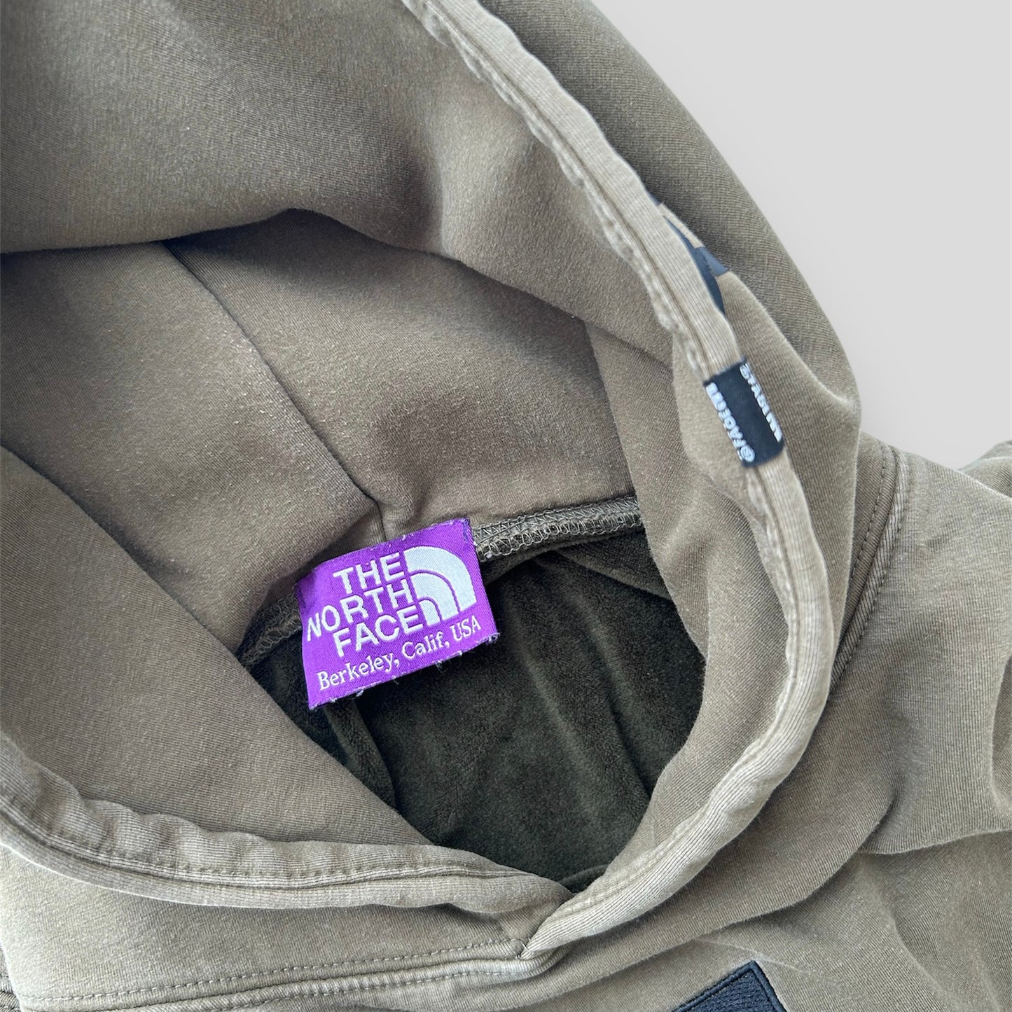 The North Face Purple Label Khaki Green Velour Lined Hoodie - Large