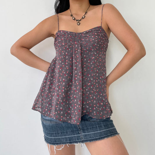 American Eagle Mauve Grey Flowy Babydoll Tank Top - X-Small