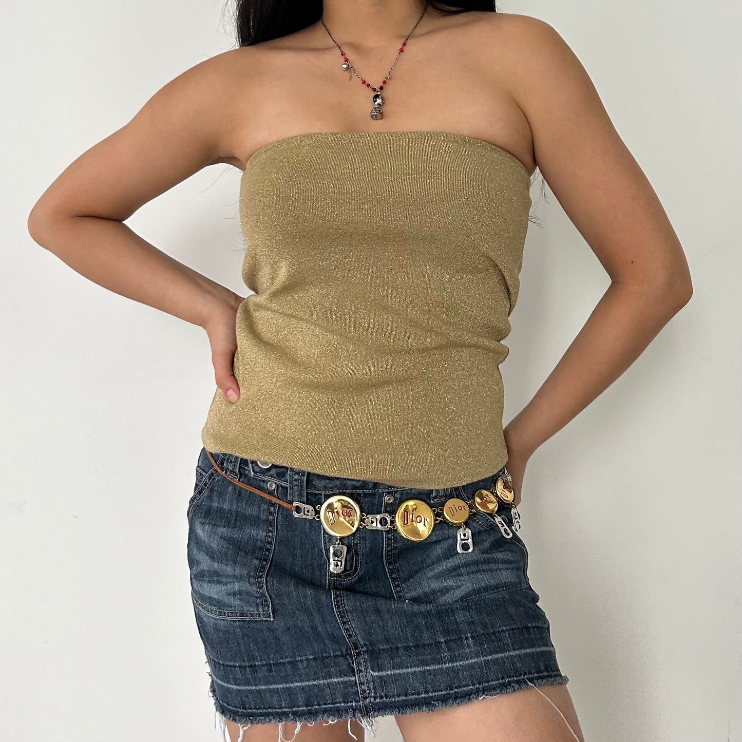 Made in Korea Spanish Harlem Gold Strapless Bandeau Top - Small