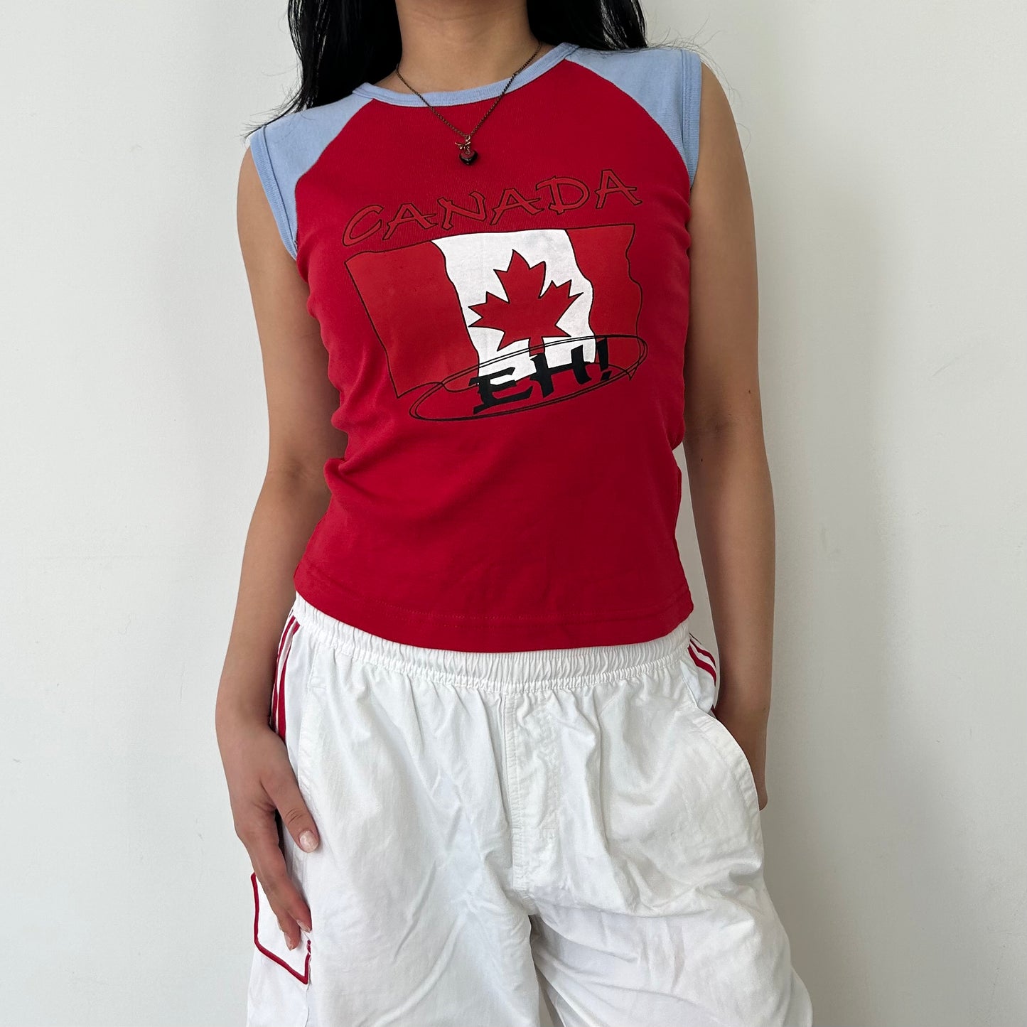 Canadian Flag Red Sporty Baby Tee - Medium