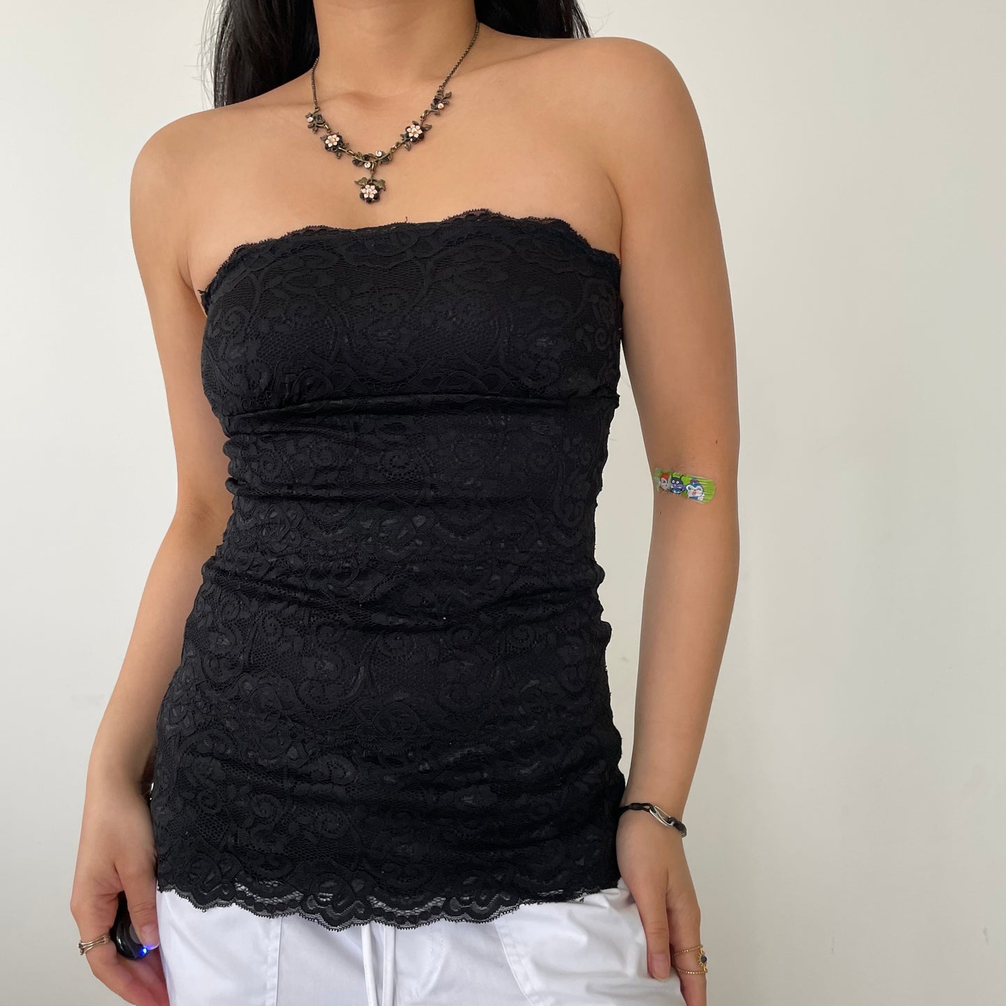 Costa Blanca Black Strapless Lace Top - X-Small