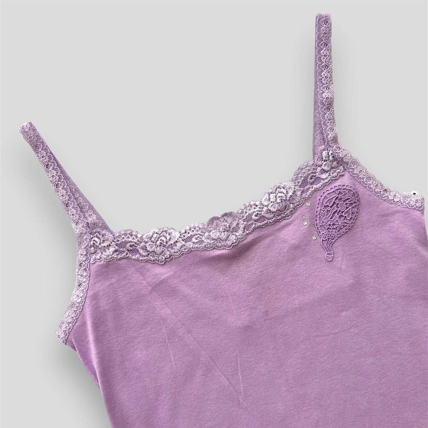 BNWT Japanese Designer Tsumori Chisato Lilac Lace Trim Cami Top - Small/Medium