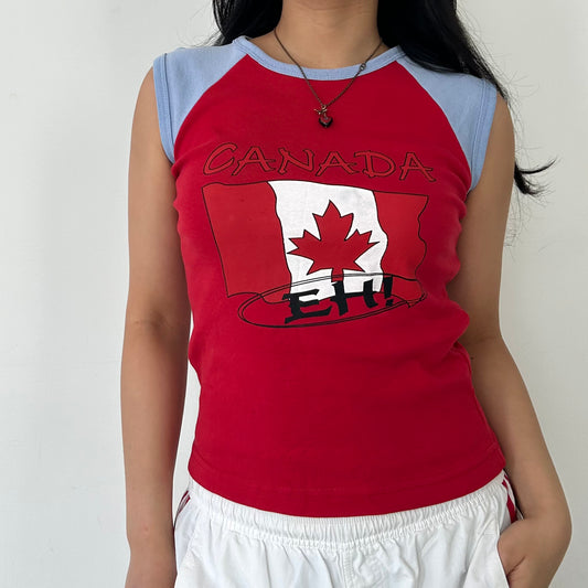 Canadian Flag Red Sporty Baby Tee - Medium