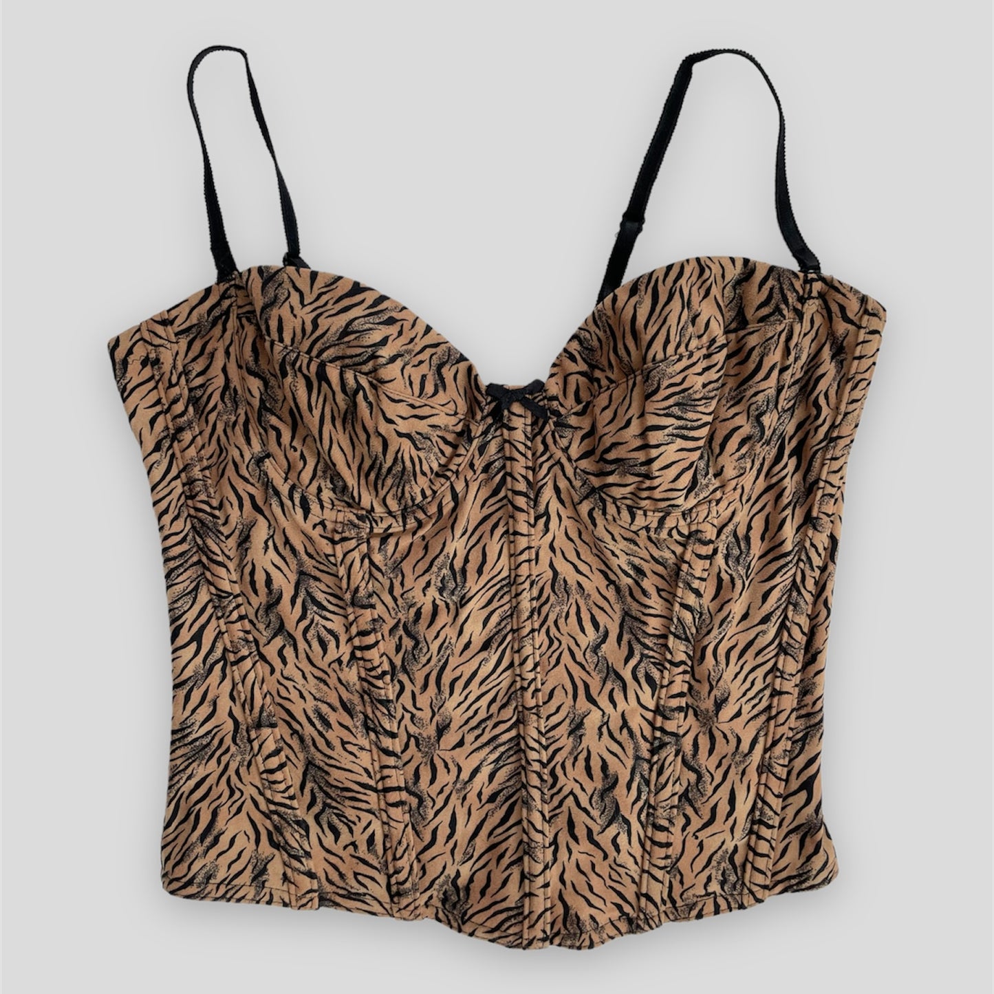 Vintage 1980s DBF Tiger Print Boned Bustier Corset Top - 38D