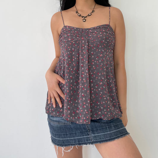 American Eagle Mauve Grey Flowy Babydoll Tank Top - X-Small