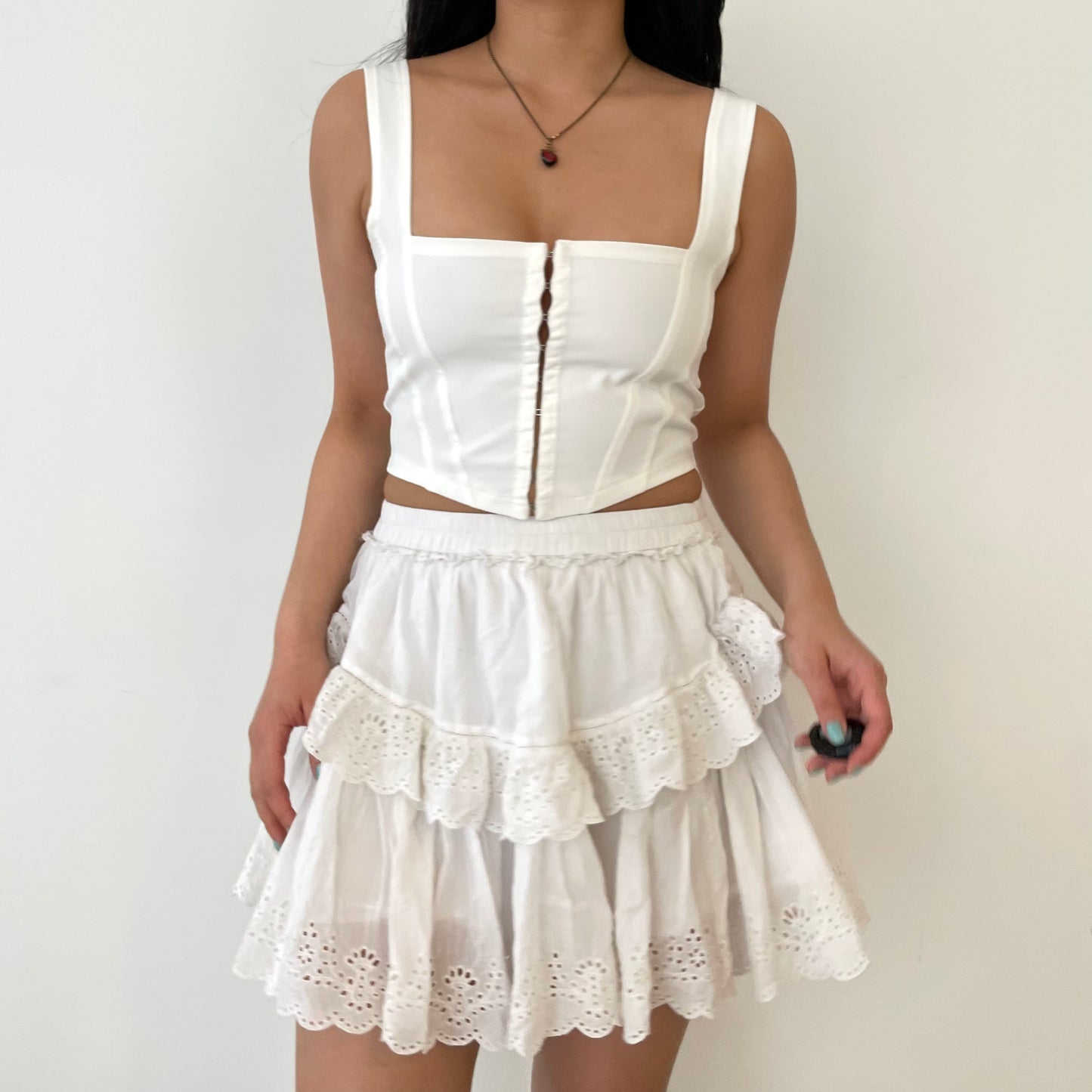 Cotton On White Cropped Corset Tank - X-Small