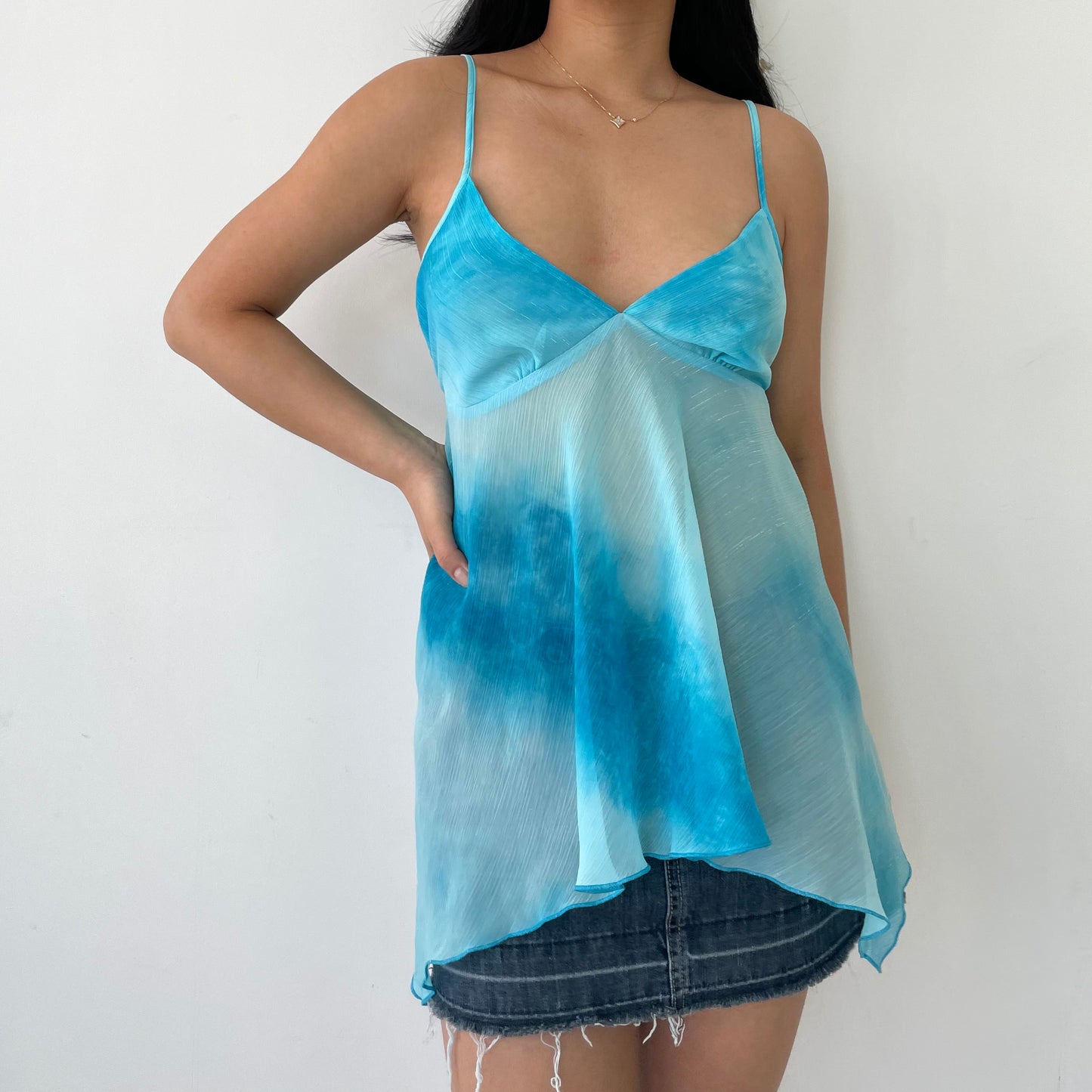 Old Label H&M Blue Gradient Sheer Fairy Tank Top - Medium/Large