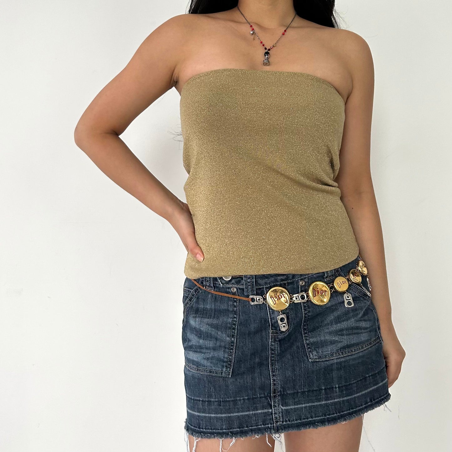 Made in Korea Spanish Harlem Gold Strapless Bandeau Top - Small