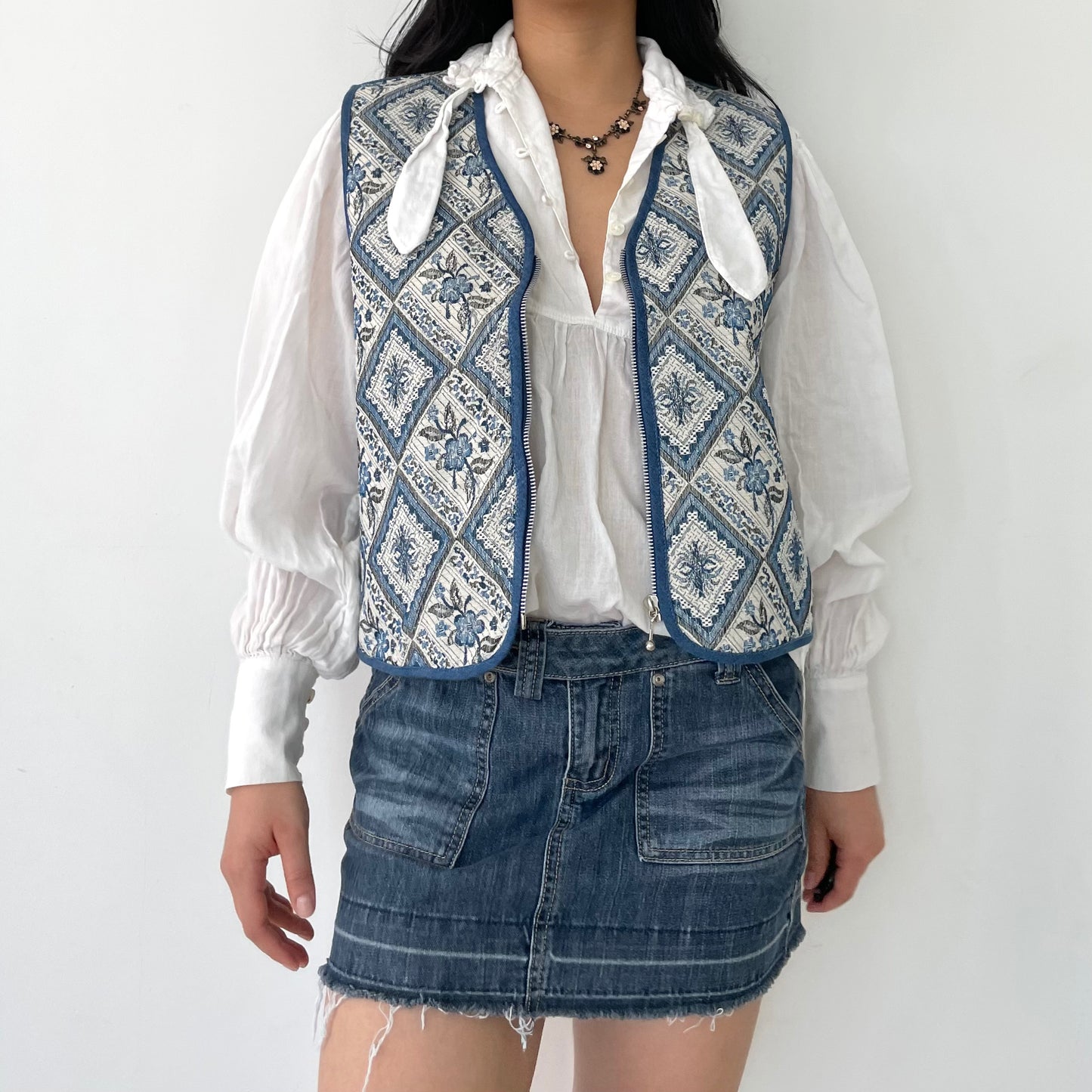 Vintage 1990s Deadstock Tantrum Blues Embroidered Gilet - Medium