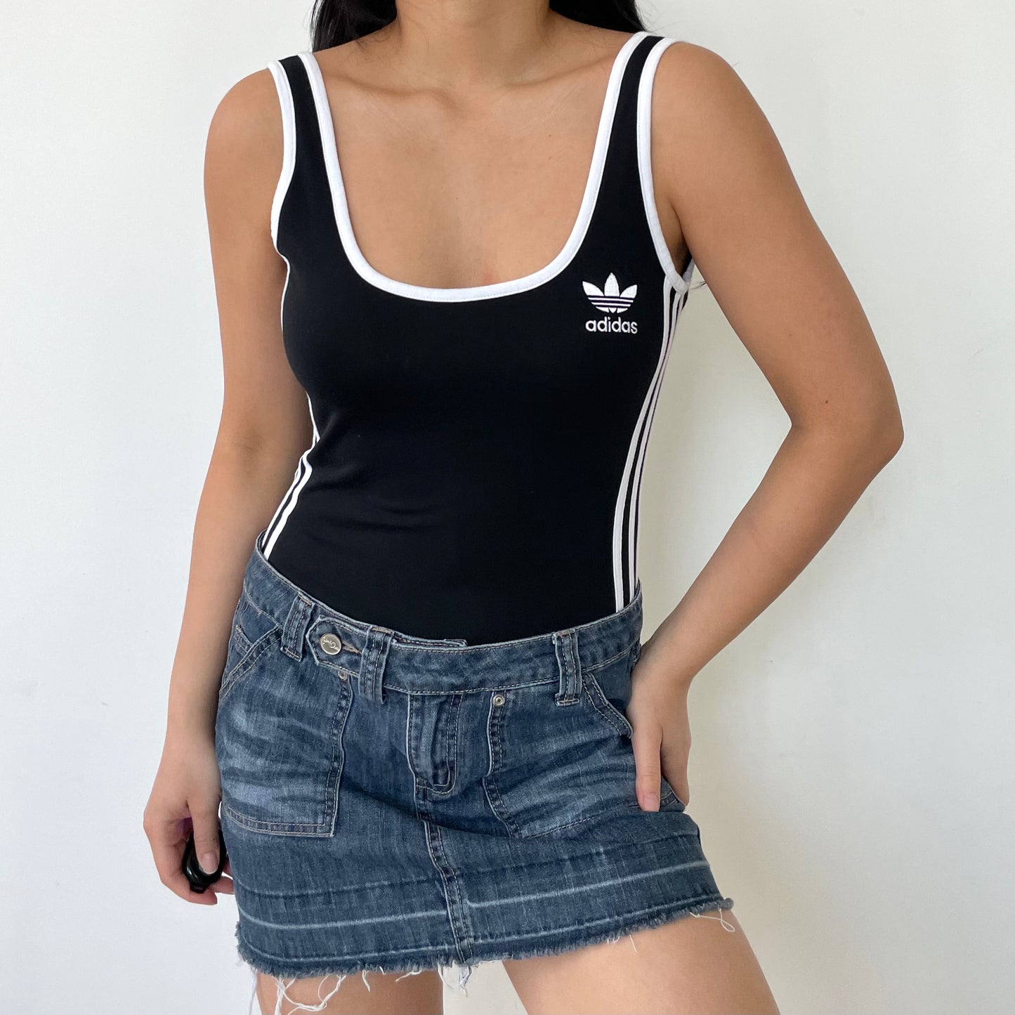 Adidas Originals Black 3-Stripes Scoop Back Bodysuit - Small/Medium