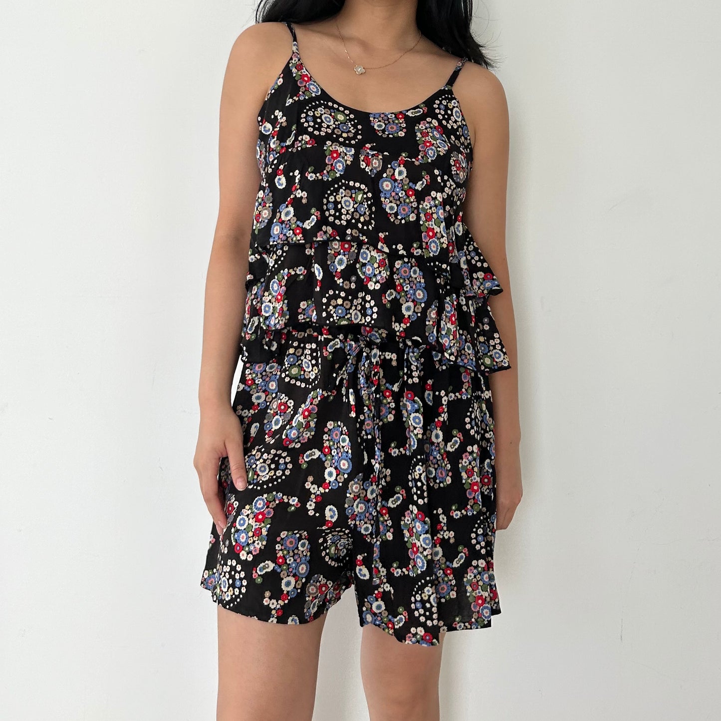 Japanese Designer As Know As Black Floral Romper - Small