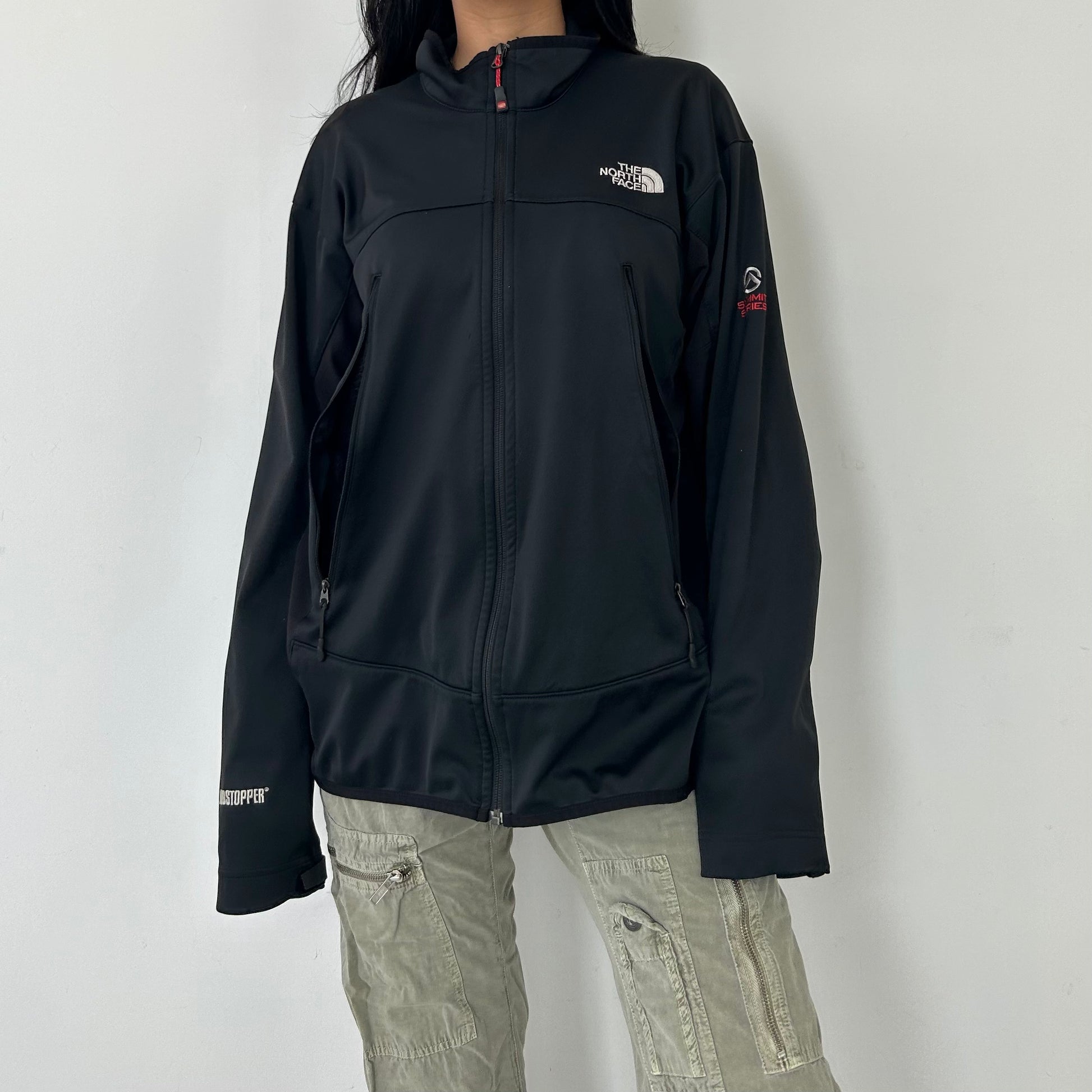 The North Face Black Zip Up Summit Series Windstopper Jacket Large