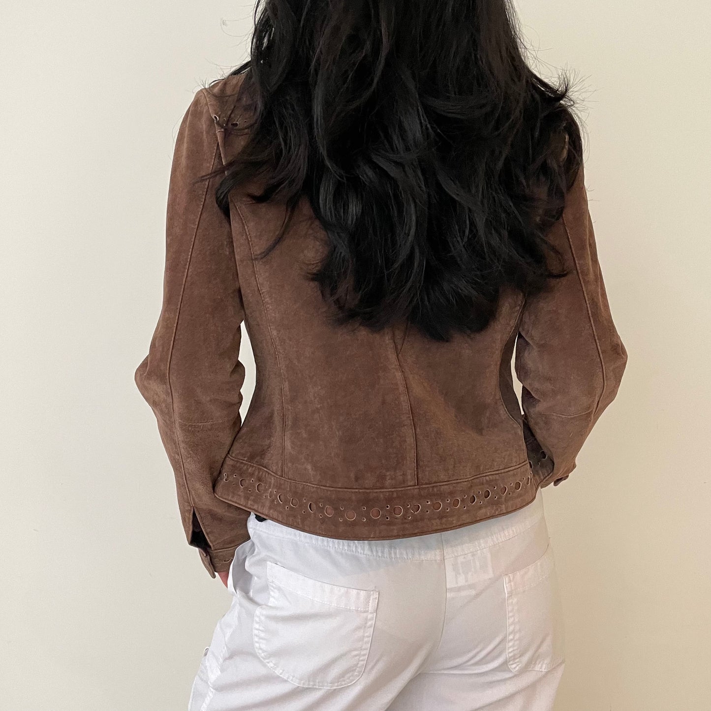 Vintage Brown Suede Moto Jacket - Medium