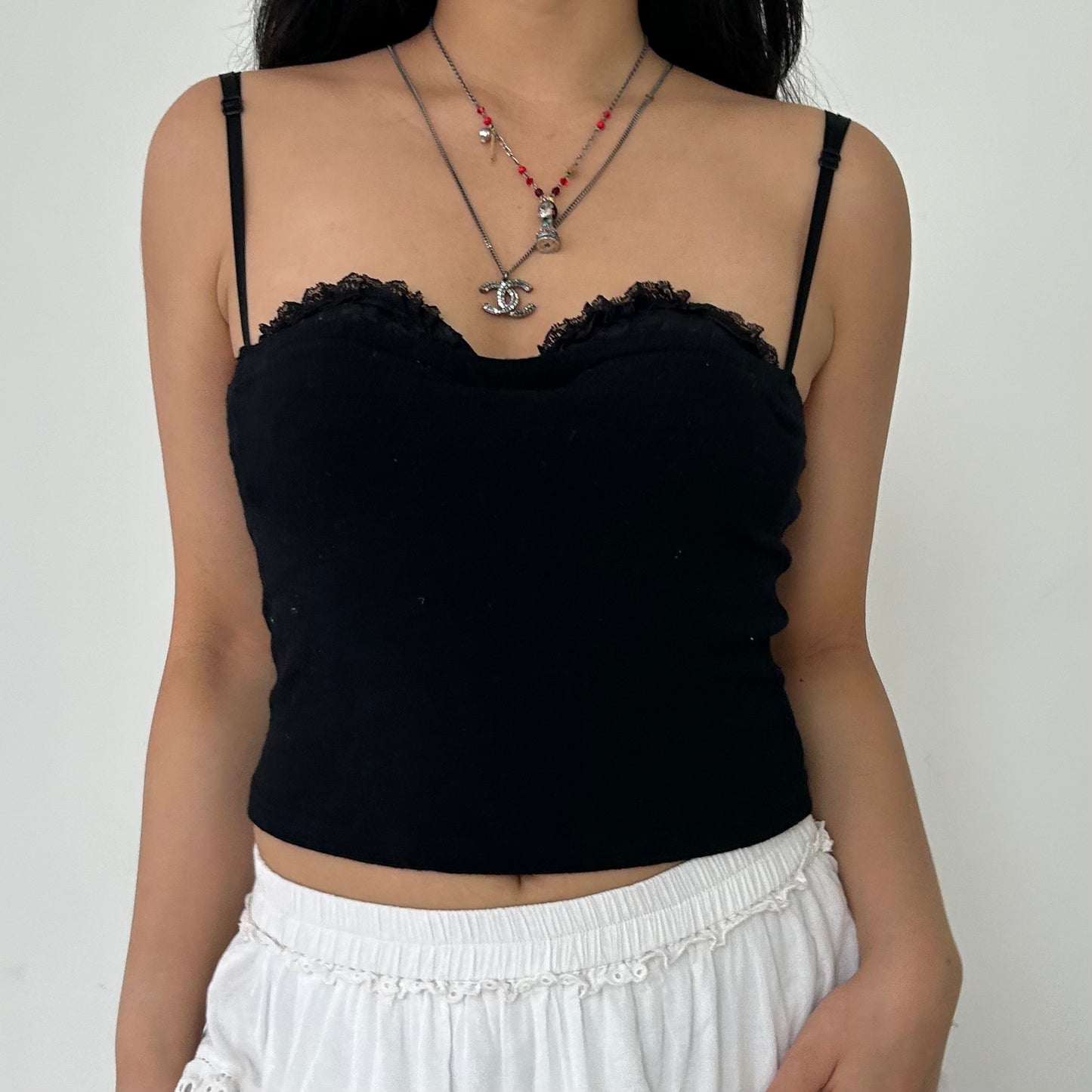 Vintage Andrea Rosati Black Wool Blend Exposed Bra Top