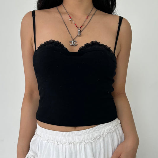 Vintage Andrea Rosati Black Wool Blend Exposed Bra Top