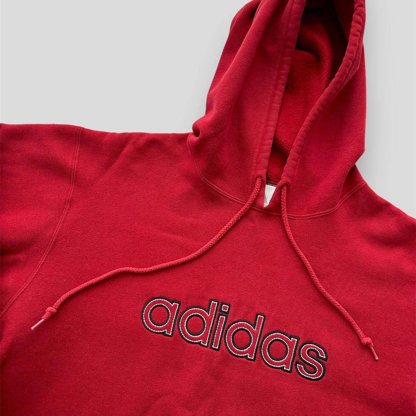 Vintage Made in Canada Adidas Red Spell Out Hoodie - Large