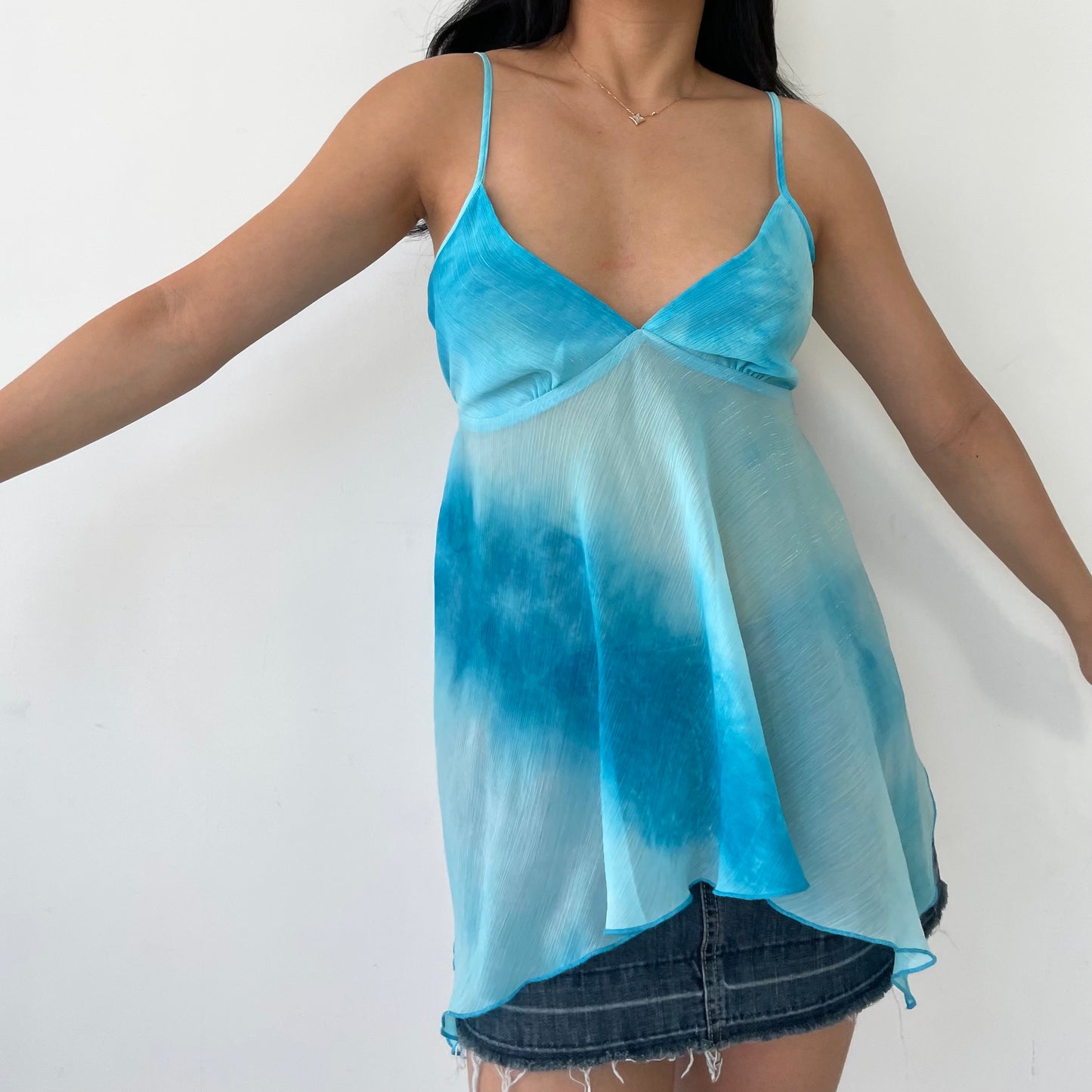 Old Label H&M Blue Gradient Sheer Fairy Tank Top - Medium/Large