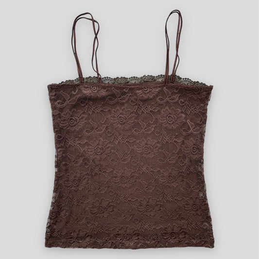 Mango Suit Brown Lace Cami - Large