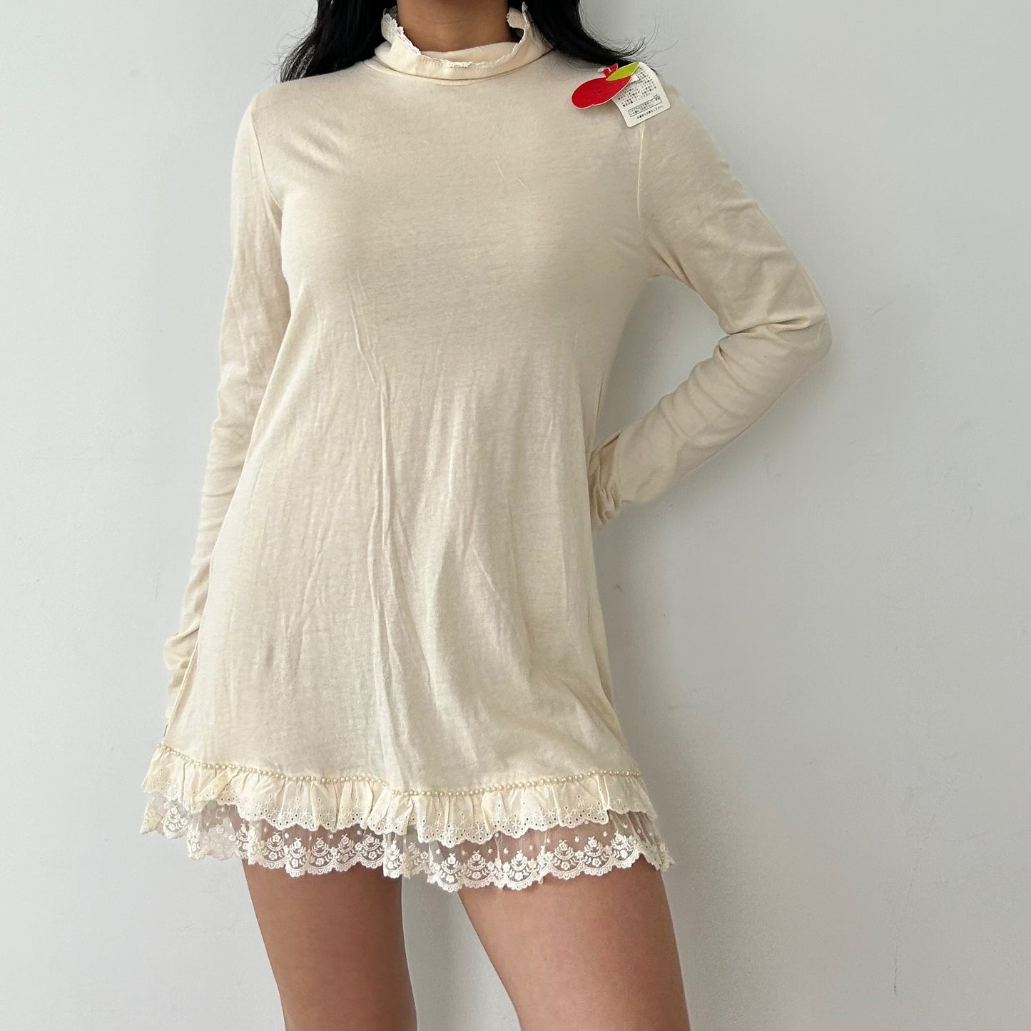 BNWT Franche Lippée White Long Sleeve Mock Neck Mini Dress - Medium