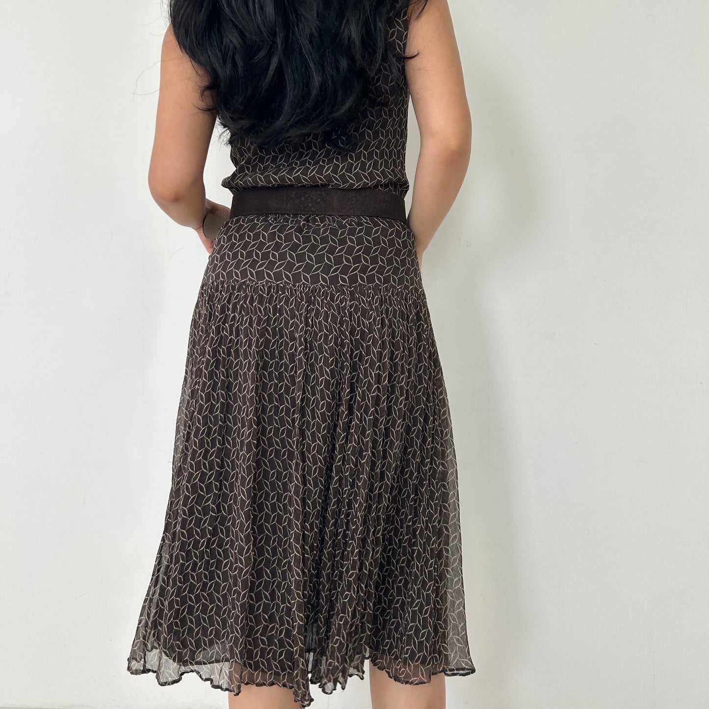 Old Label Zara Brown Sleeveless Midi Silk Dress - Medium