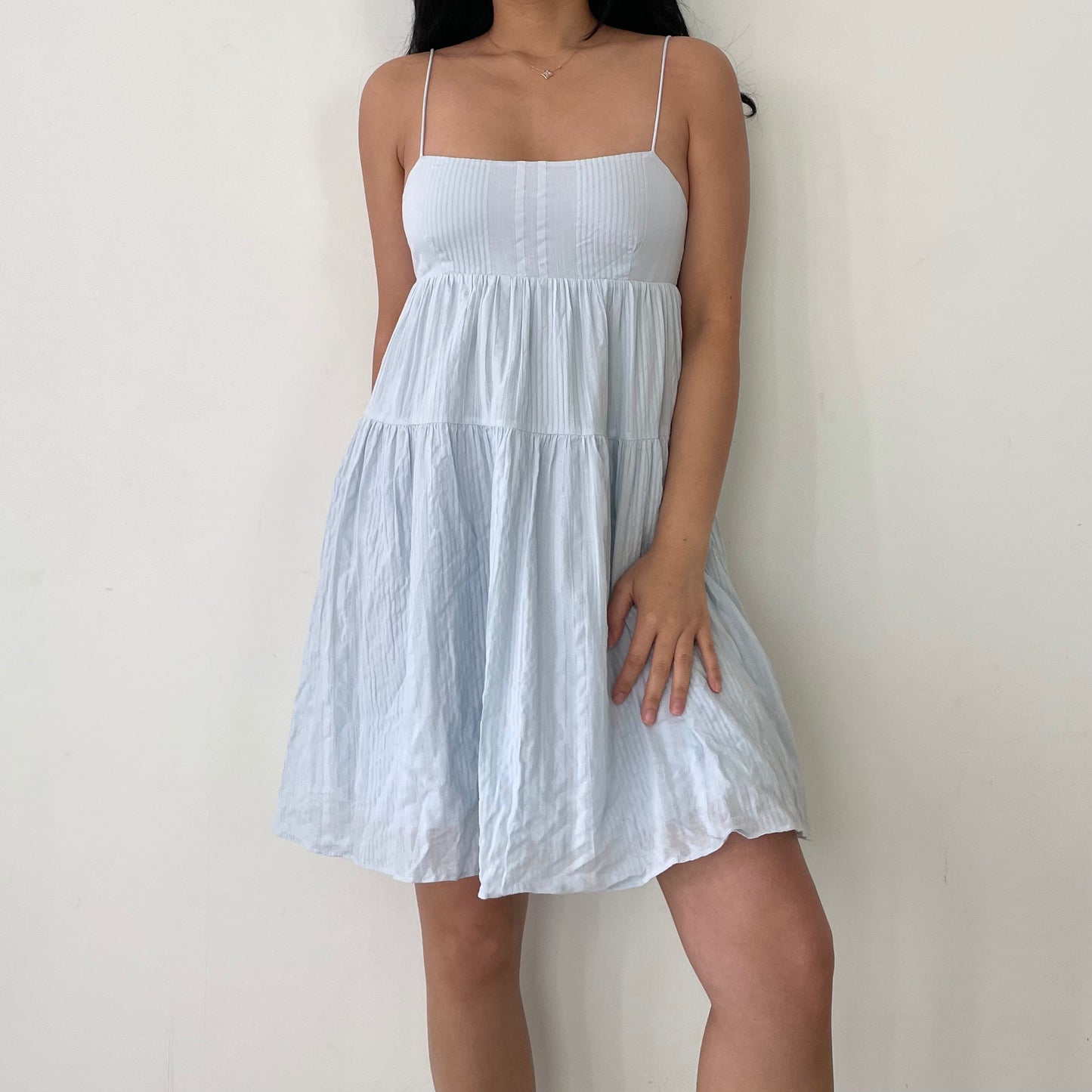 Aritzia Sunday Best Pale Blue Tiered Babydoll Dress - XX-Small/X-Small