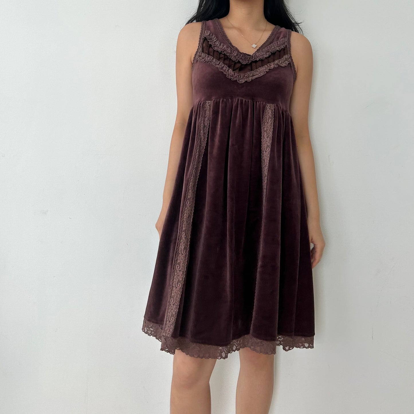 Japanese Designer Leap Lippin Brown Sleeveless Velvet Terry Towel Mini Dress - Medium