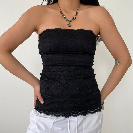 Costa Blanca Black Strapless Lace Top - X-Small