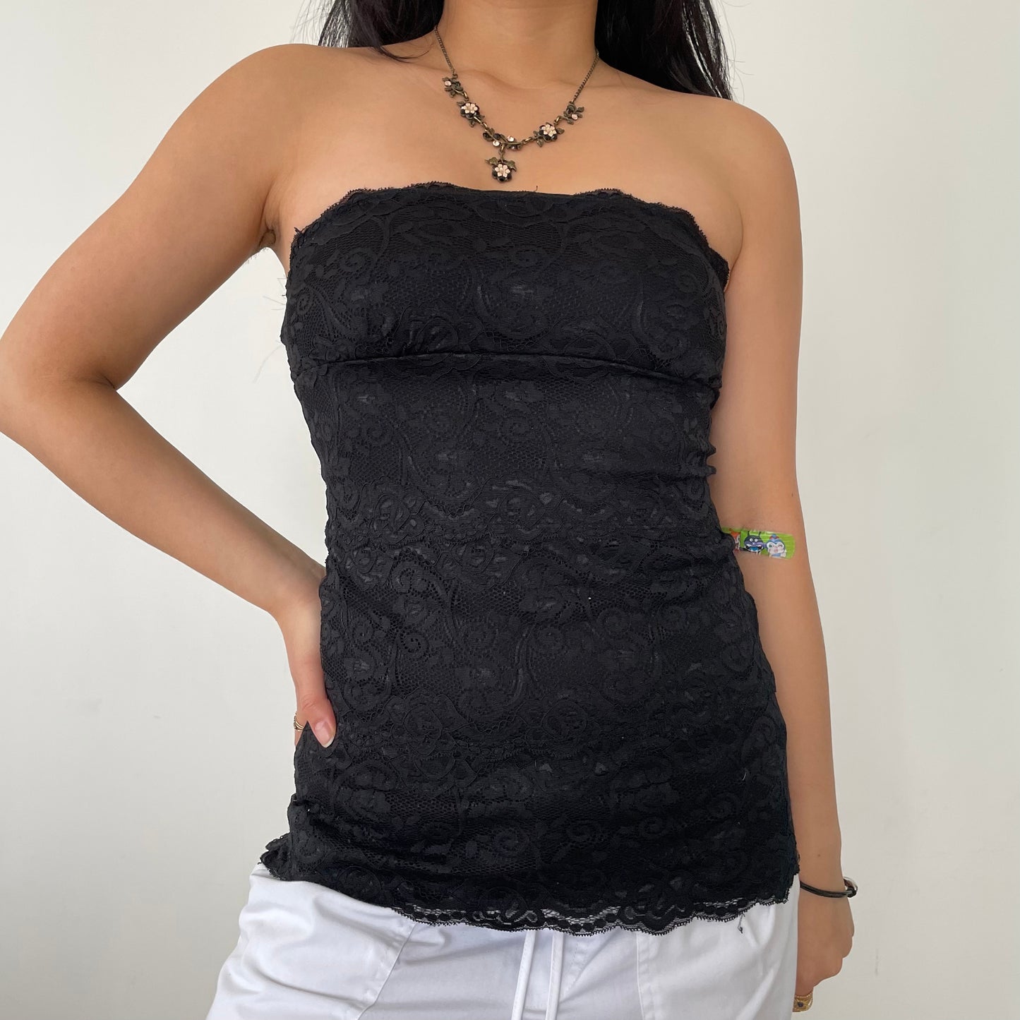 Costa Blanca Black Strapless Lace Top - X-Small