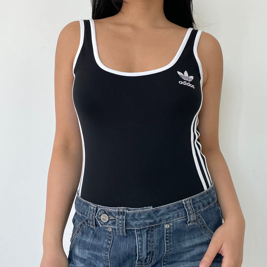 Adidas Originals Black 3-Stripes Scoop Back Bodysuit - Small/Medium