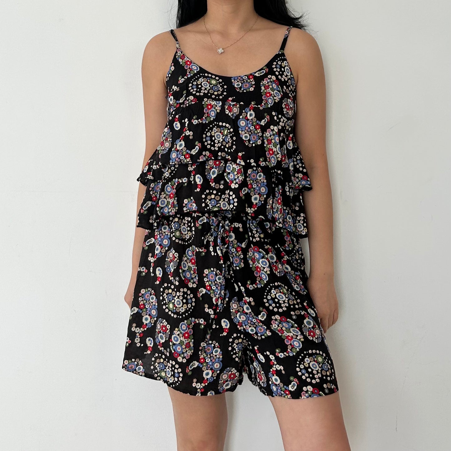 Japanese Designer As Know As Black Floral Romper - Small