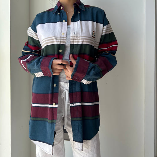 Vintage 90s Chaps Ralph Lauren Stripe Button Up Shirt - Medium