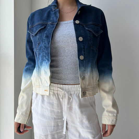 Acne Studios Blue And Cream Denim Trucker Jacket - X-Small