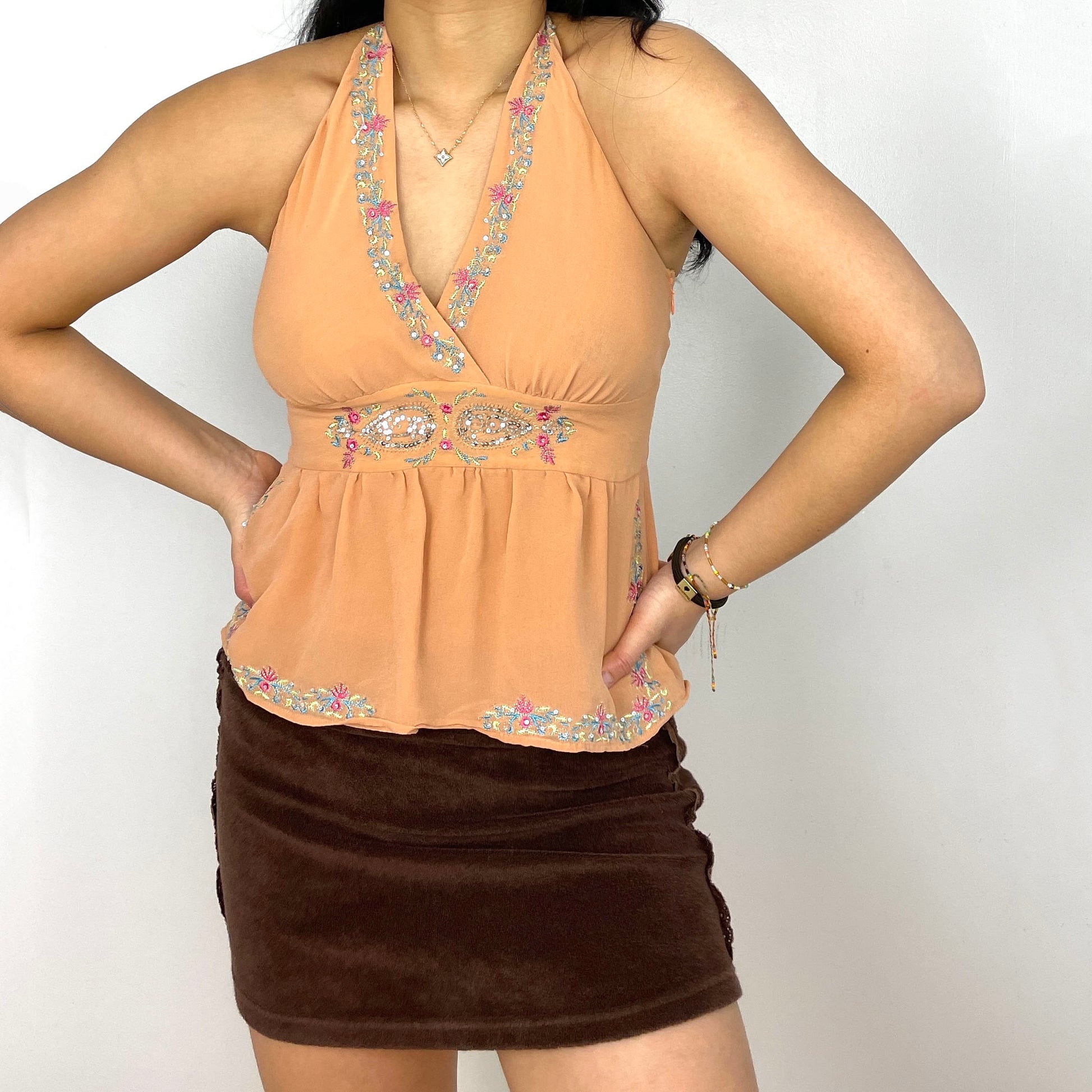 Peach Halter Neck Top - Zoehify 