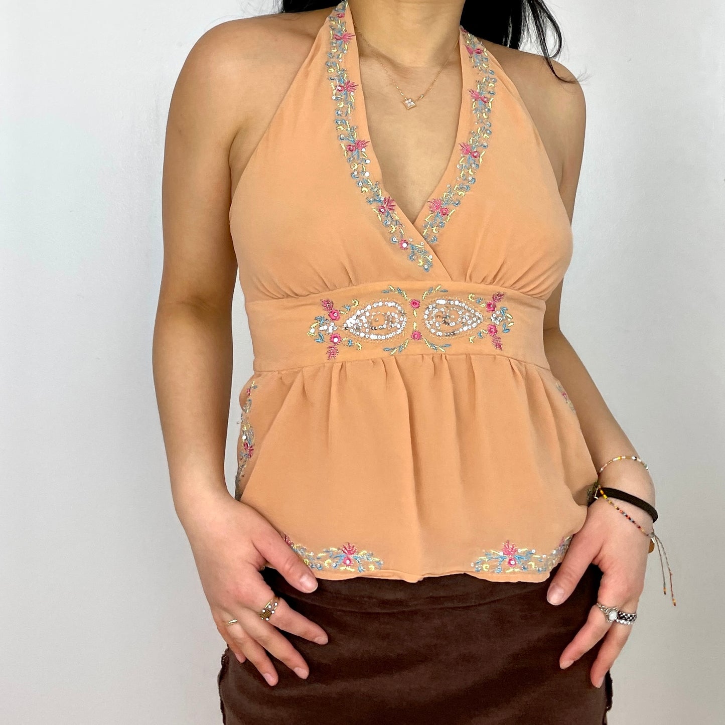 Peach Halter Neck Top - Zoehify 