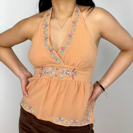 Peach Halter Neck Top - Zoehify